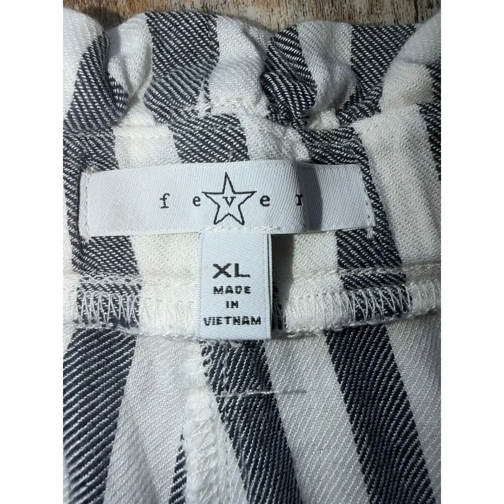 Fever Blue White Striped Coastal Nautical Wide Leg Boho Beachy Palazzo Pants XL